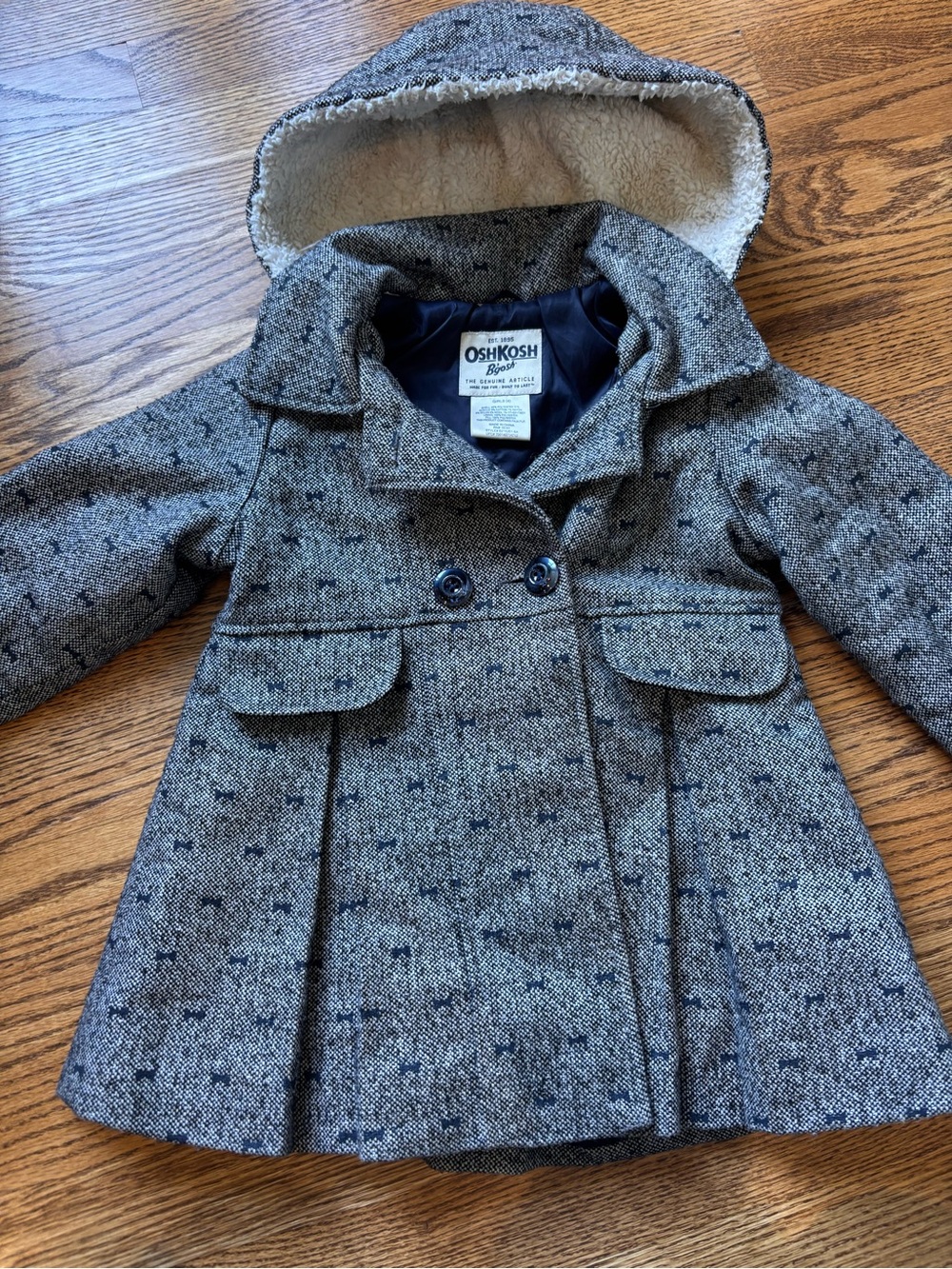 OshKosh B'gosh Double-Breasted Hooded Peacoat